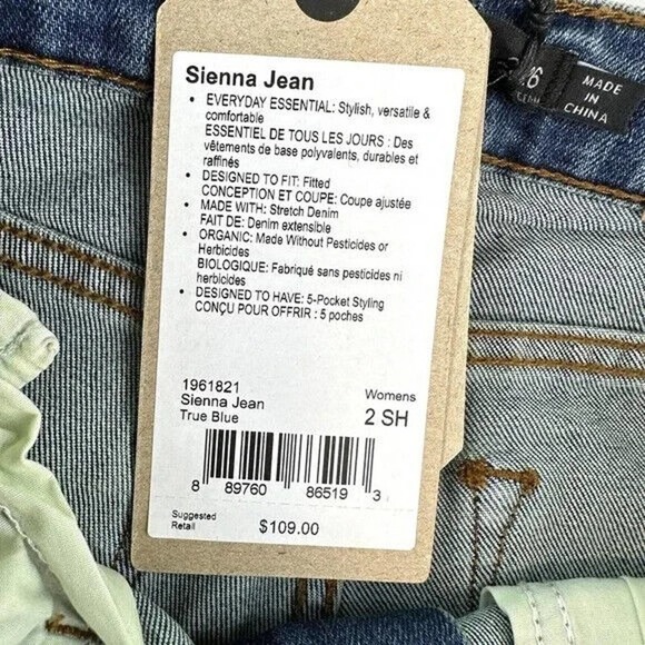Prana Sienna Jeans 2/26 Short Inseam 29 Stretch Denim Color True Blue NEW - Picture 10 of 10